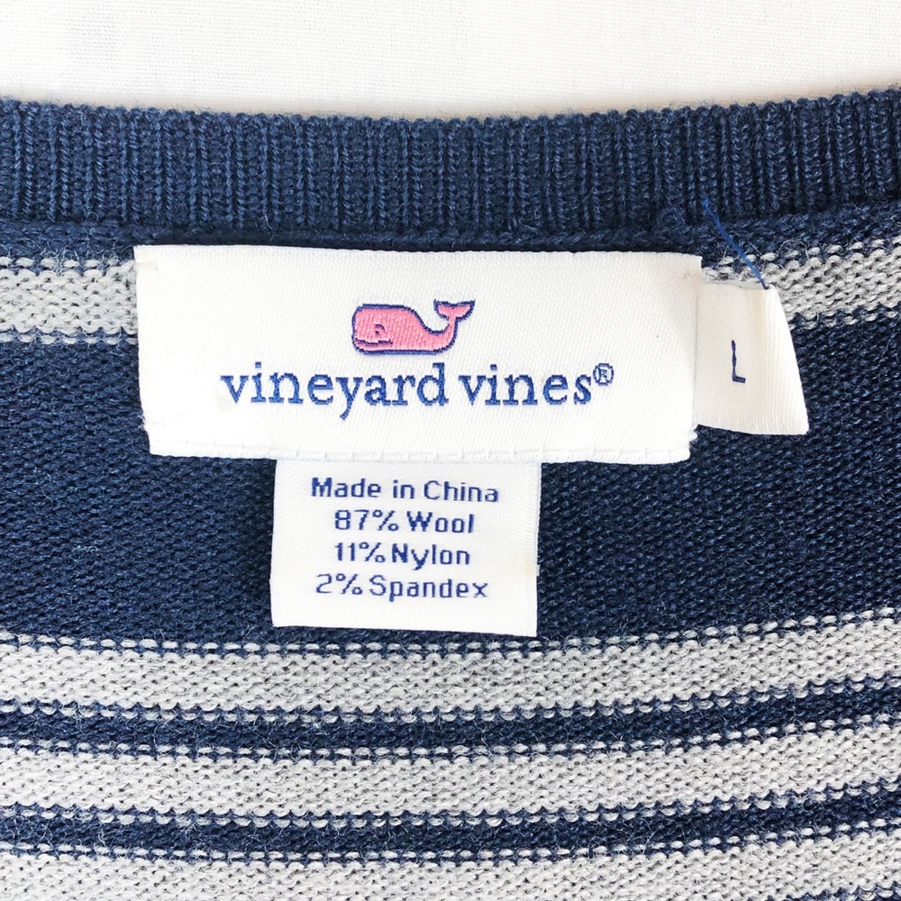 Vineyard Vines Wool Striped Sweater Dress | Blue White | Large - Picture 4 of 9